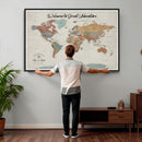 Custom Framed World Map Canvas Print – Personalized Push Pin