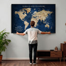 Custom Push Pin World Map Personalized Travel Tracker Canvas