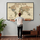 Custom Push Pin World Map Print – Personalized Canvas Wall