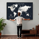 Custom World Map Wall Art Canvas Print – Personalized Push
