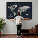 Personalized World Map Canvas – Custom Framed Push Pin