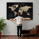 Framed Custom World Map Canvas Print – Custom Push Pin