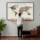 Personalized Travel Tracker Map with Pins Framed Large for