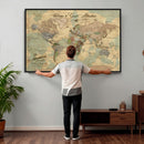 Personalized World Map Canvas – Custom Framed Push Pin