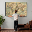 Personalized World Map Canvas – Custom Framed Push Pin