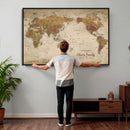 Personalized World Map Canvas Print – Framed Push Pin Travel