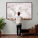 Personalized Vintage World Map Canvas Print – Custom Push