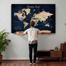 Personalized Antique World Map Canvas Print – Custom Push