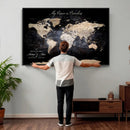 Personalize World Map Push Pin Wall Canvas Print –