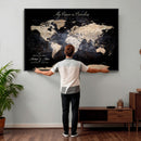 Personalize World Map Push Pin Wall Canvas Print –