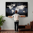 Custom Push Pin World Map Wall Canvas Print – Personalized