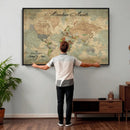 Customize Push Pin World Map Wall Canvas Print –