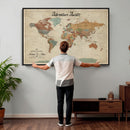 Push Pin Customize World Map Wall Canvas Print –