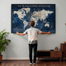 Custom Push Pin Travel Map Wall Art Canvas Print –