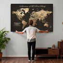 Personalized Push Pin World Map Canvas – Custom Framed