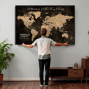 Personalized Push Pin World Map Canvas Print – Custom Framed