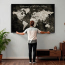 Personalized Push Pin World Map Canvas – Custom Framed