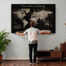 Personalized Push Pin World Map Canvas – Custom Framed
