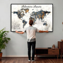 Custom Push Pin World Map Wall Art Canvas Print –