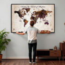 Personalized Push Pin World Map Canvas – Custom Framed
