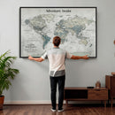 Personalized Push Pin World Map Canvas – Custom Framed