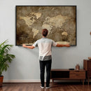 Personalized Push Pin World Map Canvas Print – Custom Framed