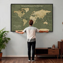 Personalized Push Pin World Map Canvas – Custom Framed