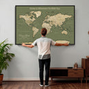 Personalized Push Pin World Map Canvas – Custom Framed