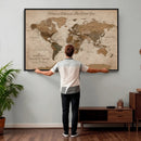 Personalized Push Pin World Map Canvas – Custom Framed