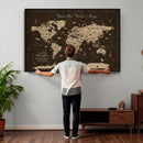 Personalized Push Pin World Map Canvas – Custom Framed