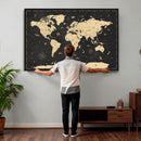 Personalized World Map Wall Art Canvas Print – Custom Push