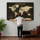 Custom Push Pin World Map Wall Art Canvas Print –
