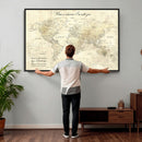 Personalized Push Pin World Map Canvas Print – Custom