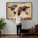 Personalized Framed World Map Wall Art Canvas Print – Custom
