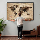 Personalized Framed World Map Wall Art Canvas Print – Custom
