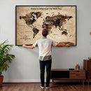 Personalized Framed World Map Wall Art Canvas Print – Custom