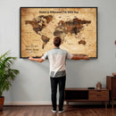 Custom Vintage World Map Canvas Wall Art – Custom Framed
