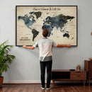 Personalize World Map Canvas Wall Art – Custom Framed Push