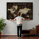 Personalized World Map Canvas Wall Art – Custom Framed Push