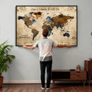 Personalized World Map Canvas Wall Art – Custom Framed Push