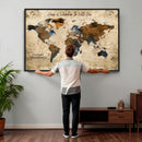 Personalized World Map Canvas Wall Art – Custom Framed Push