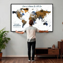 Personalize World Map Canvas Wall Art – Framed Custom Push