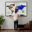 Detailed Custom World Map Print – Framed Custom Push Pin