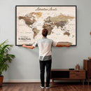 Framed Push Pin World Map Canvas Print – Custom Framed