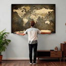 Large Framed Vintage World Map Wall Art Print for Home Wall by MyGreatCanvas | Canvas Wall Art Prints | Photo Prints & Wall Decor