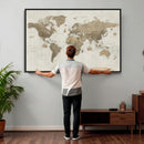 Detailed World Map Wall Art Canvas Print