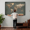 Rustic Black and Wood World Map Canvas Wall Art – Framed by MyGreatCanvas | Canvas Wall Art Prints | Photo Prints & Wall Decor
