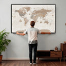 Framed Large World Map Canvas Print for Office Decor by MyGreatCanvas | Canvas Wall Art Prints | Photo Prints & Wall Decor