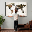 Watercolor World Map Print - Large Wall Art Canvas Print for