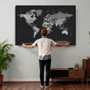 Black World Map Wall Art Canvas Print – Detailed Map of the by MyGreatCanvas | Canvas Wall Art Prints | Photo Prints & Wall Decor